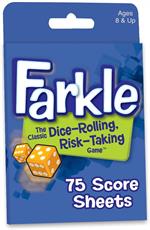 Keep the Farkle fun rolling with this pad of Farkle Score Sheets. Whether you play the Farkle in the famous burgundy box, the full-size Farkle dice cups or the exciting Farkle Frenzy, these score sheets will make playing and keeping score easier.